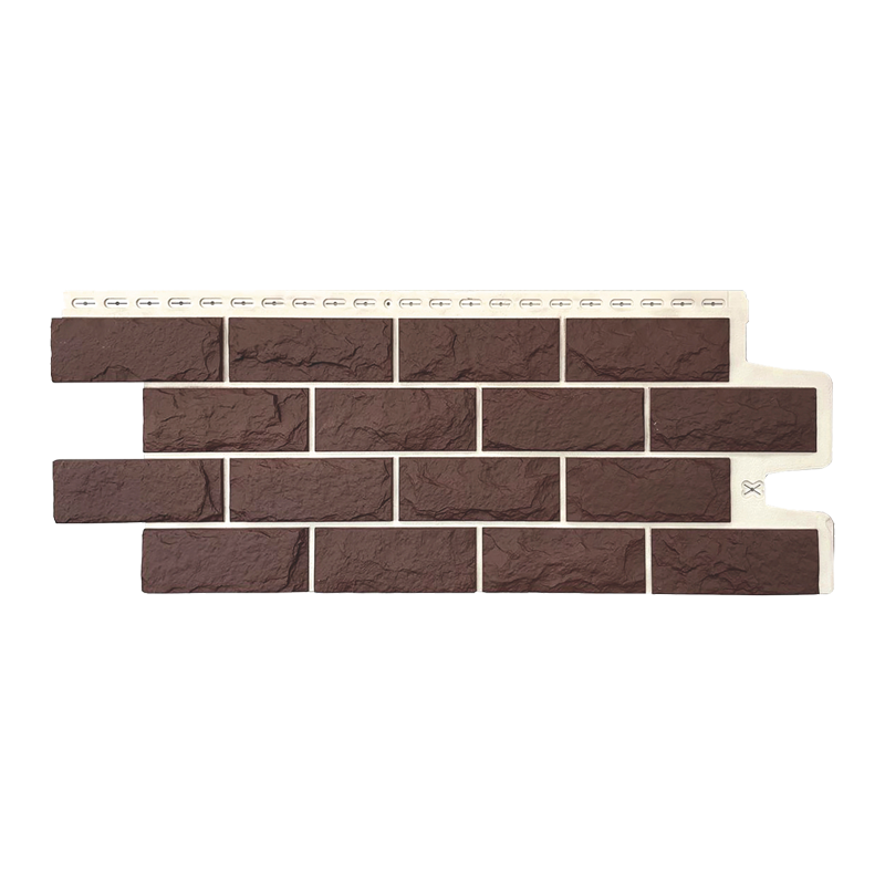 Фасадная панель Grand Line Design Plus Колотый камень Каштан шов белый под камень со скидкой в Санкт-Петербурге 