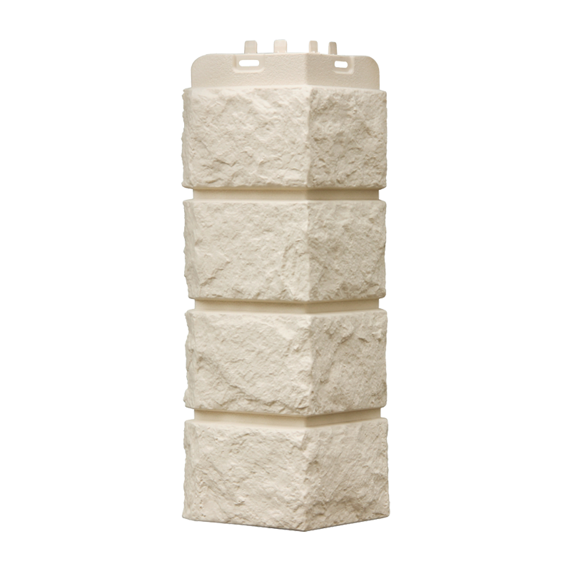 Внешний угол для фасадной панели Grand Line Classic Колотый камень Молочный под камень со скидкой в Санкт-Петербурге 