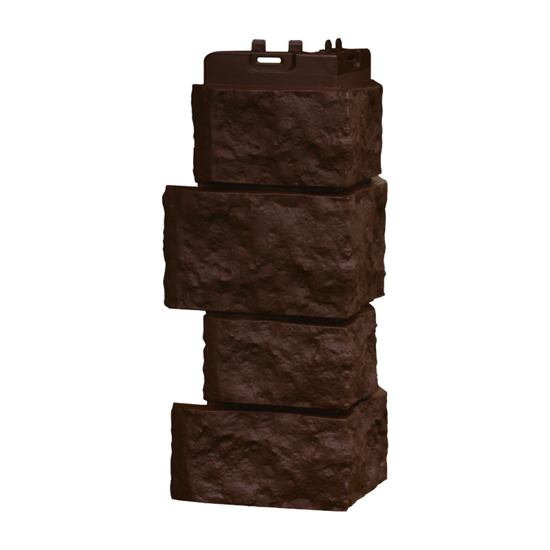 Внешний угол для фасадной панели Grand Line Classic Дикий камень Шоколадный под камень со скидкой в Санкт-Петербурге 